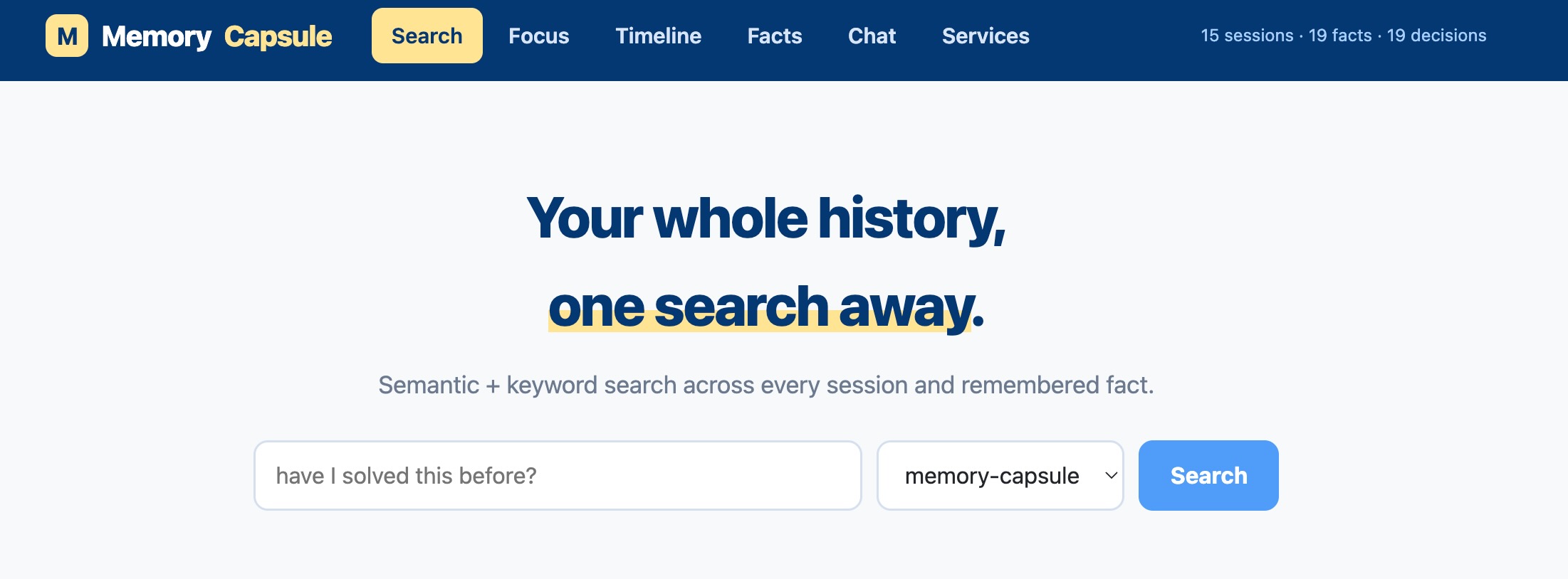 memory-capsule demo screenshot